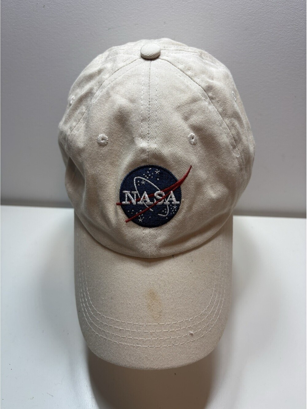 NASA Beige Color Ball Cap Hat Embroidered